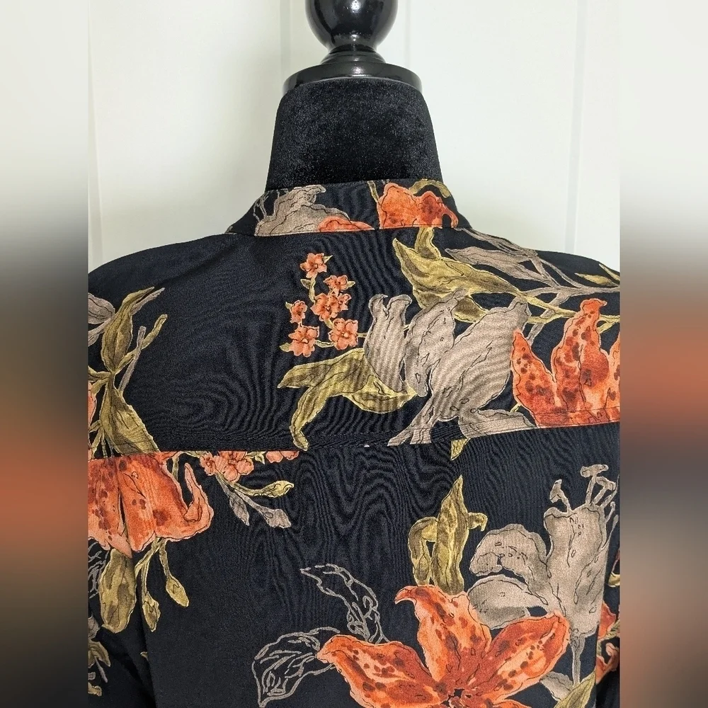 Vintage Caroline Little Women Floral Mandarin Collar Button Down Tunic Shirt Sz6 - Picture 10 of 12